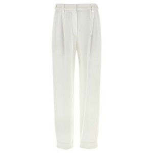 Brunello Cucinelli High-Waisted Cotton Piqué Pants With Front Pleats - NWT